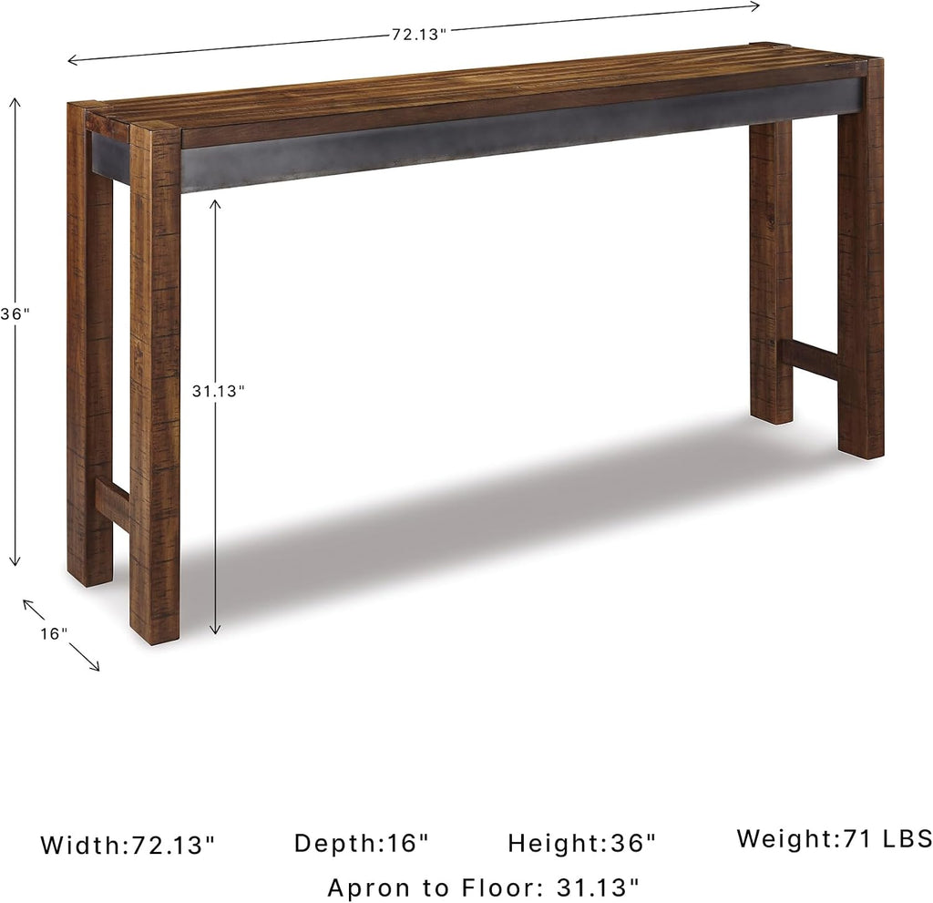 Signature Design by Ashley Furniture Torjin Long Counter Height Table, Seats up to 3, Wood, 72.13" W x 16" D x 36" H, 2-tone Brown