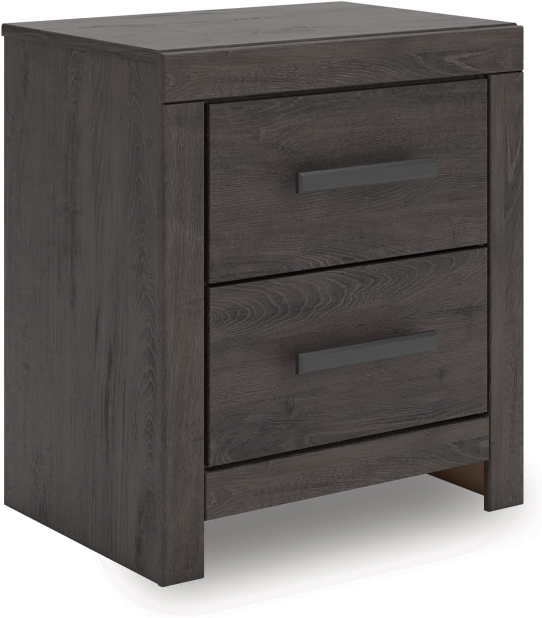 Signature Design by Ashley Prendonea Casual 2-Drawer Nightstand for Bedroom, Wood, Large Handles with Dark Finish, Framed Drawer Fronts, Smooth-Gliding Drawers, 24.41" High, Gray