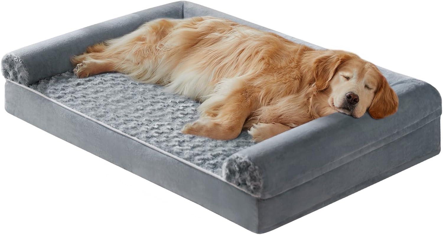 BFPETHOME Orthopedic Washable Dog Beds Large Sized Senior Dog for Comfy Sleeping with Removable Cover, Waterproof Big Soft Pet Couch Bed for Dogs Relax