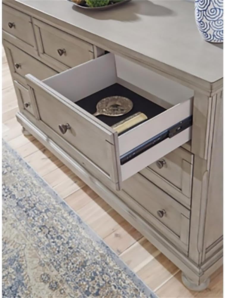 Signature Design by Ashley Lettner Modern Traditional 7 Drawer Dresser, Light Gray