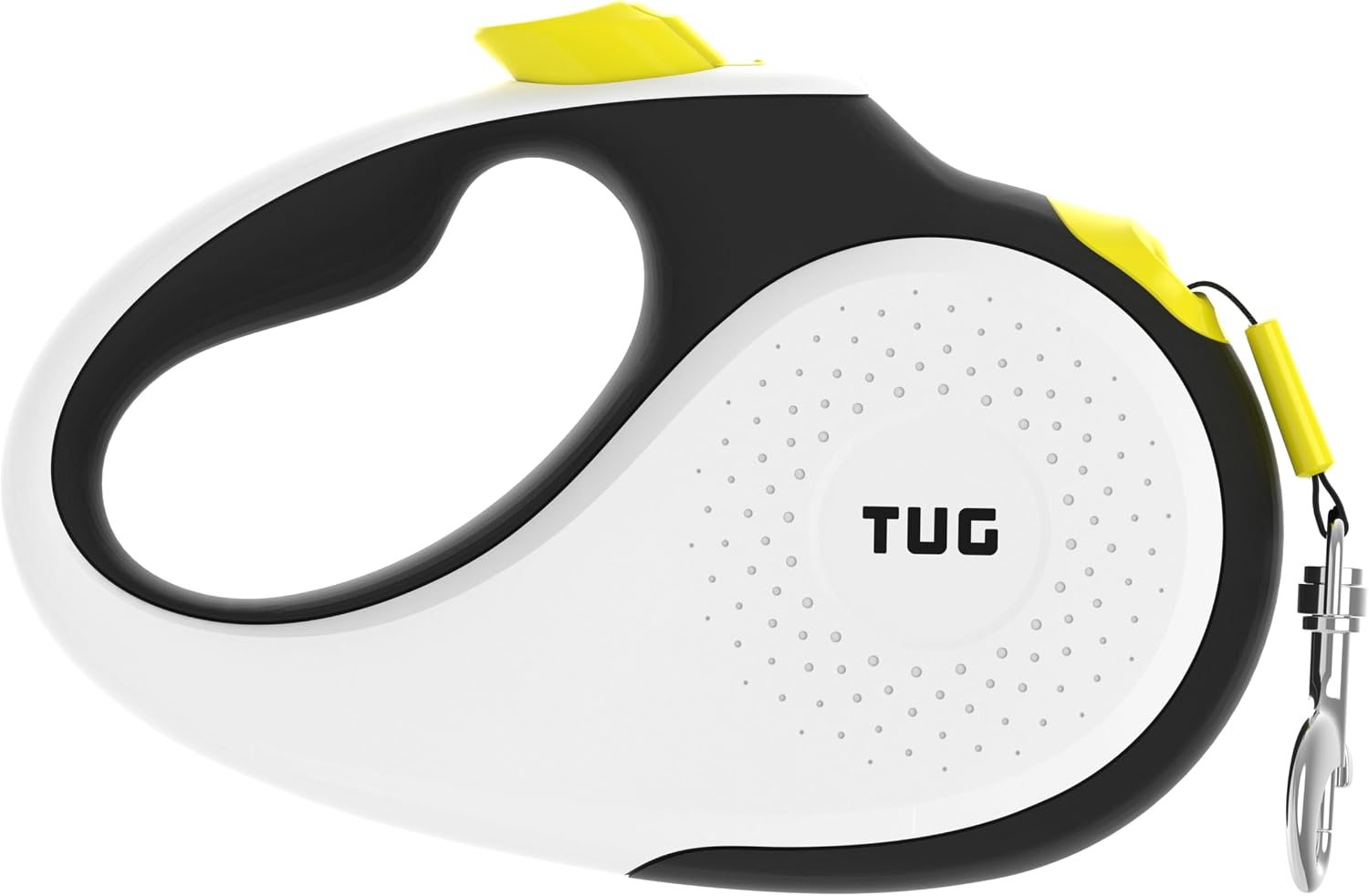 TUG 360° Tangle-Free Retractable Dog Leash | 16 ft Strong Nylon Tape | One-Handed Brake, Pause, Lock (Medium, White)