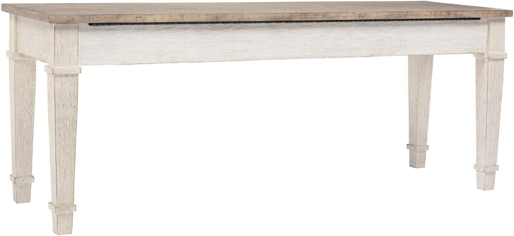 Signature Design by Ashley Skempton Farmhouse Storage Bench, Distressed Finish, Seat With Hidden Storage, Wood, 48" W x 15" D x 18.5" H, White & Light Brown