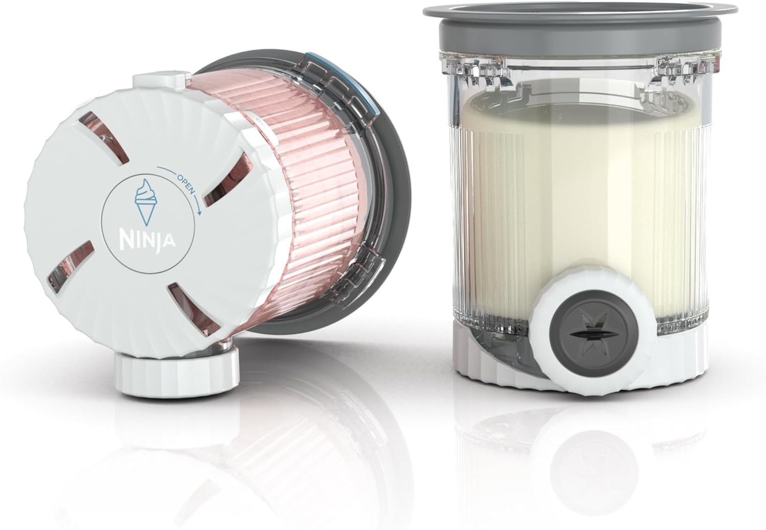 Ninja Swirl by CREAMi Pints and Lids - 2 Pack, Compatible with NC700 Series Ninja Swirl Ice Cream & Soft Serve Makers, BPA-Free & Dishwasher Safe, Grey Lids, XSK7PNTLD2