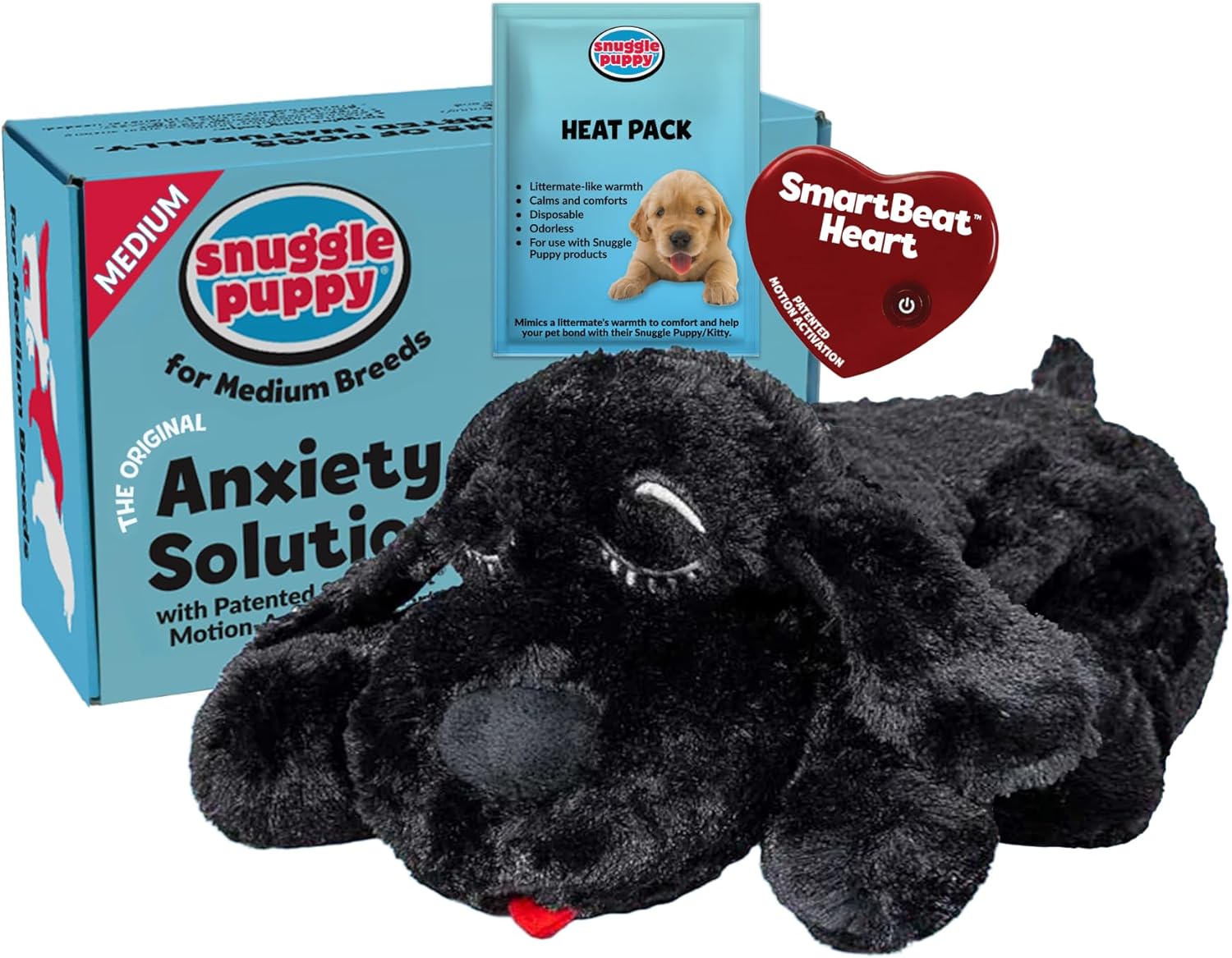 Snuggle Puppy Original Heartbeat Puppy Toy with Real-Feel Pulse & Heat Pack, Calming Sleep Aid for Puppy Anxiety, Crate Training, First Nights & New Puppy Transition - Biscuit