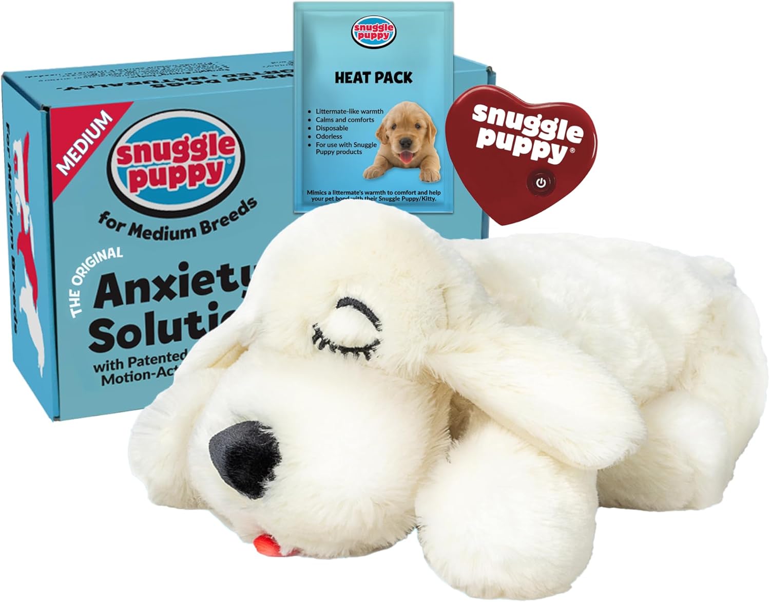 Snuggle Puppy Original Heartbeat Puppy Toy with Real-Feel Pulse & Heat Pack, Calming Sleep Aid for Puppy Anxiety, Crate Training, First Nights & New Puppy Transition - Biscuit
