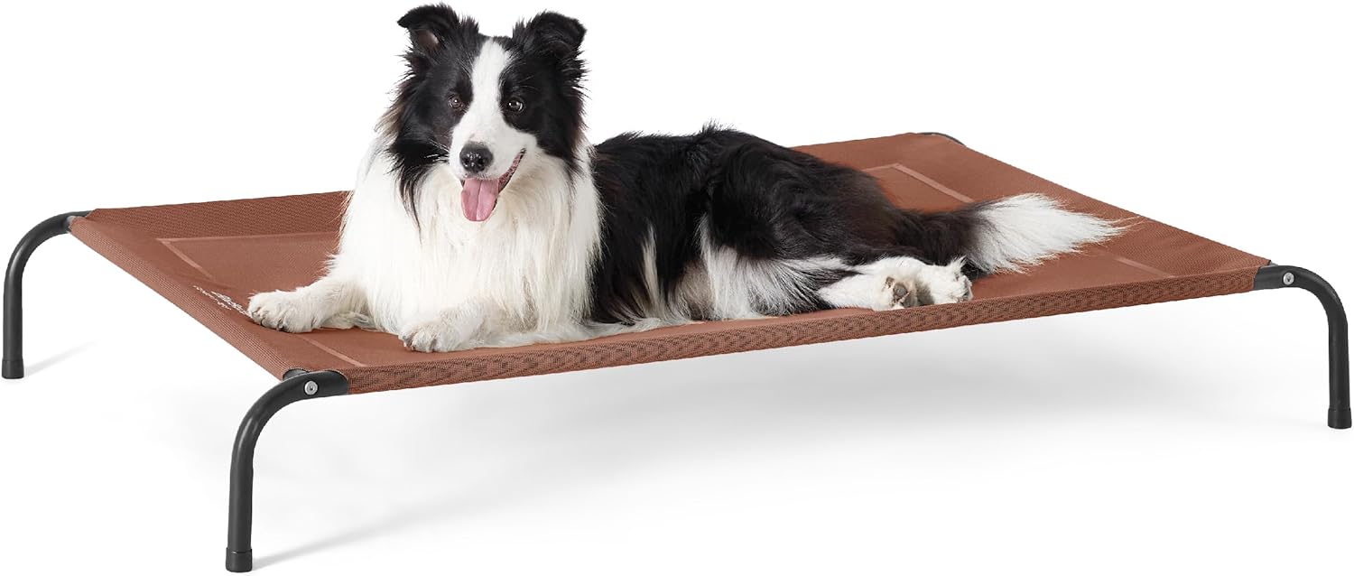 Bedsure Outdoor Elevated Cooling Dog Bed Large Sized Dog, 49in Grey | Portable raised camping pet cot hammock,Breathable Teslin mesh,Weather resistant,For large pets up to 85 lbs,Easy to assemble
