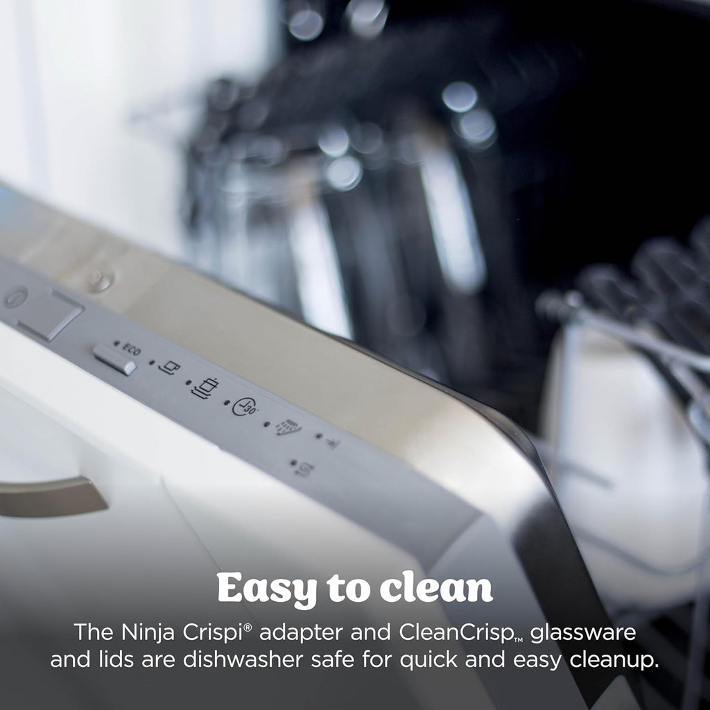 Ninja Crispi 4-in-1 Glass Air Fryer | With Non-Toxic 4QT & 6-Cup Glass Containers & Lids | Microwave, Freezer, Dishwasher Safe | 450°F Max Temp |1500 Watt | Green | FN101SG