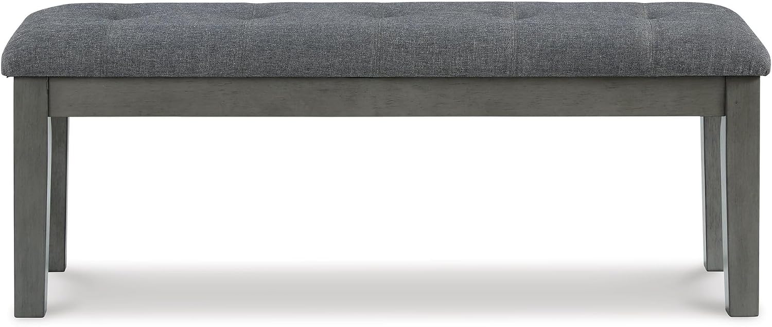 Signature Design by Ashley Hallanden Rustic Tufted Upholstered Dining Room Bench, Gray