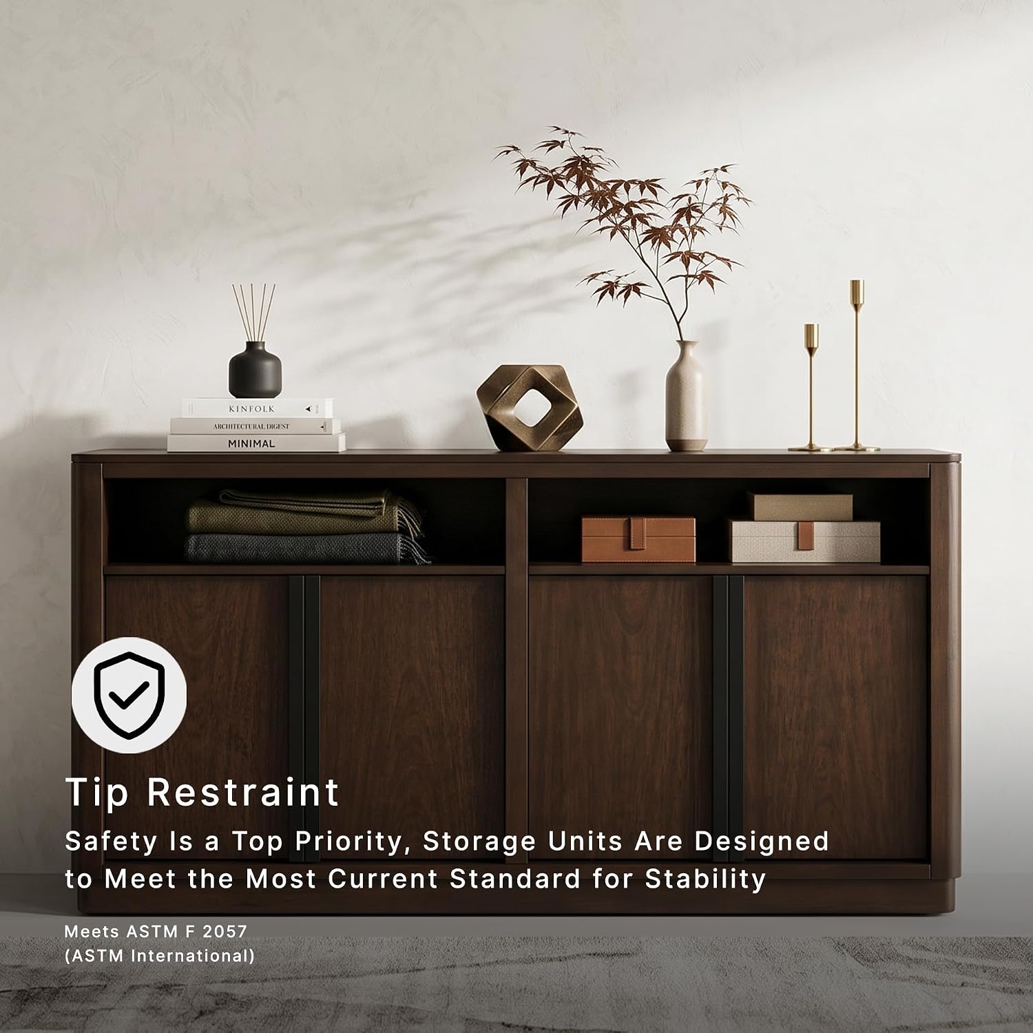 Signature Design by Ashley Yingden Dining Server, 60-Inch Sideboard Cabinet with Storage, Mango Wood Veneer, Buffet Table for Kitchen, Home Bar & Dining Room, Dark Brown