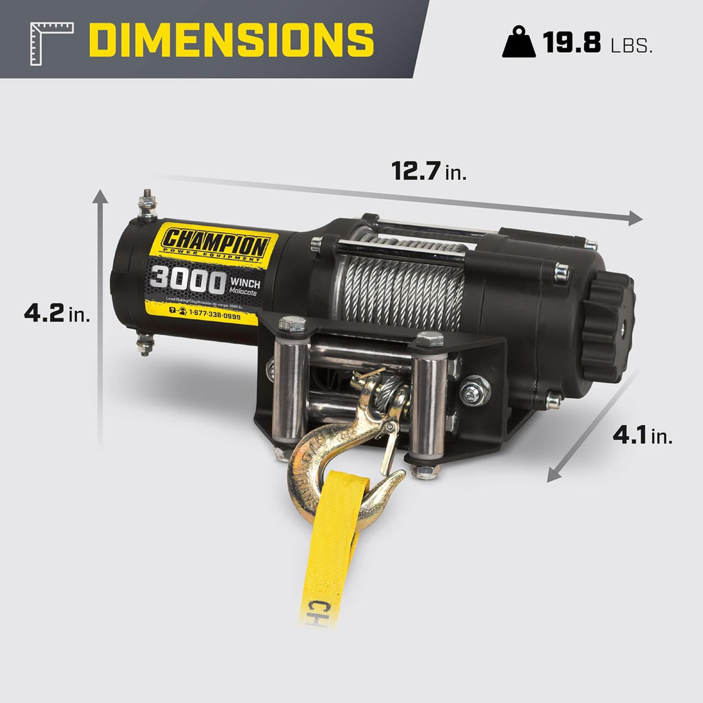 Champion Power Equipment 3000-lb. ATV/UTV Winch Kit