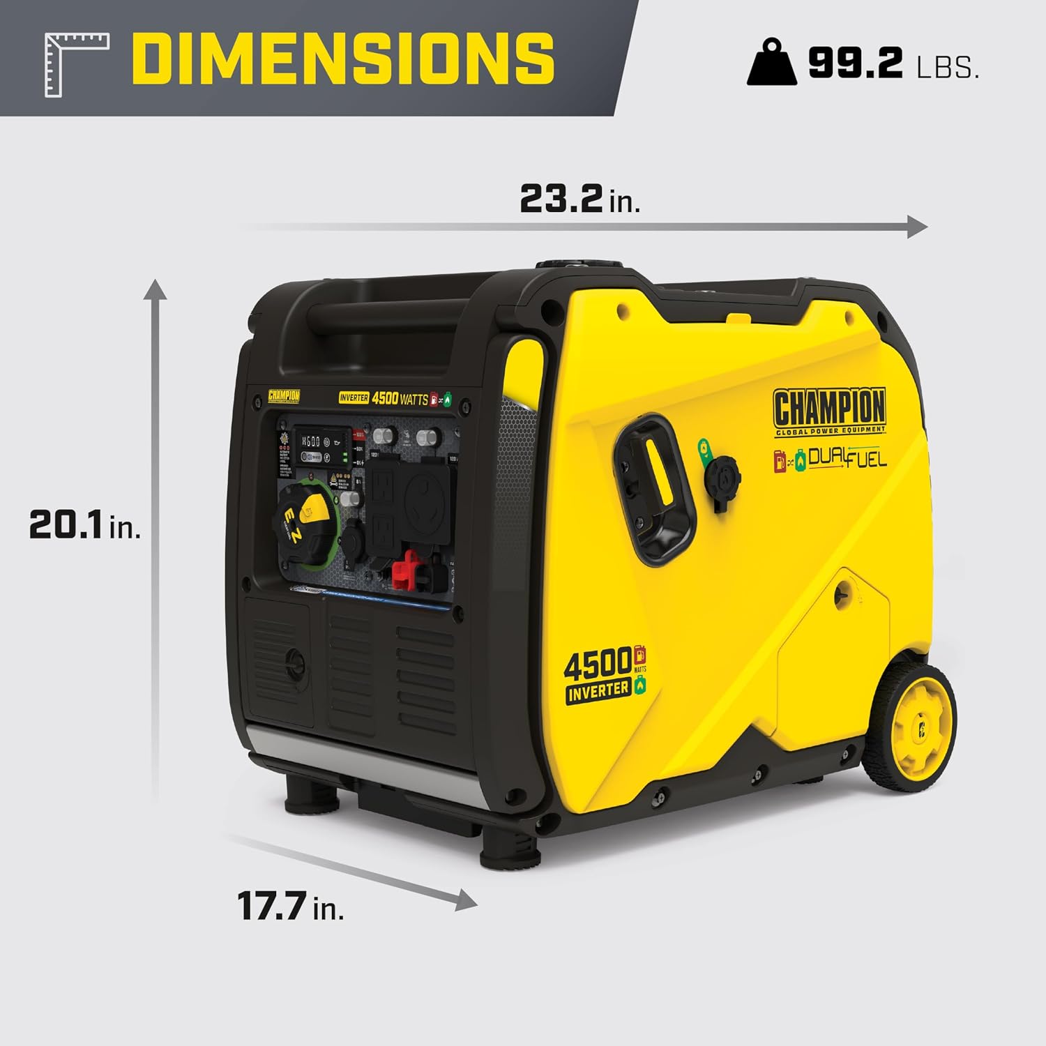 Champion Power Equipment 4500-Watt Electric Start Dual Fuel RV Ready Portable Inverter Generator with Quiet Technology and Free 3-Year Warranty