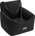 JOEJOY Dog Car Seats for Small Medium Dogs Under 35lbs, Dog Booster Seat with Detachable Washable Cover and Cushion, Memory Foam Pet Car Seat with Safety Belt and Storage Pockets (Black)
