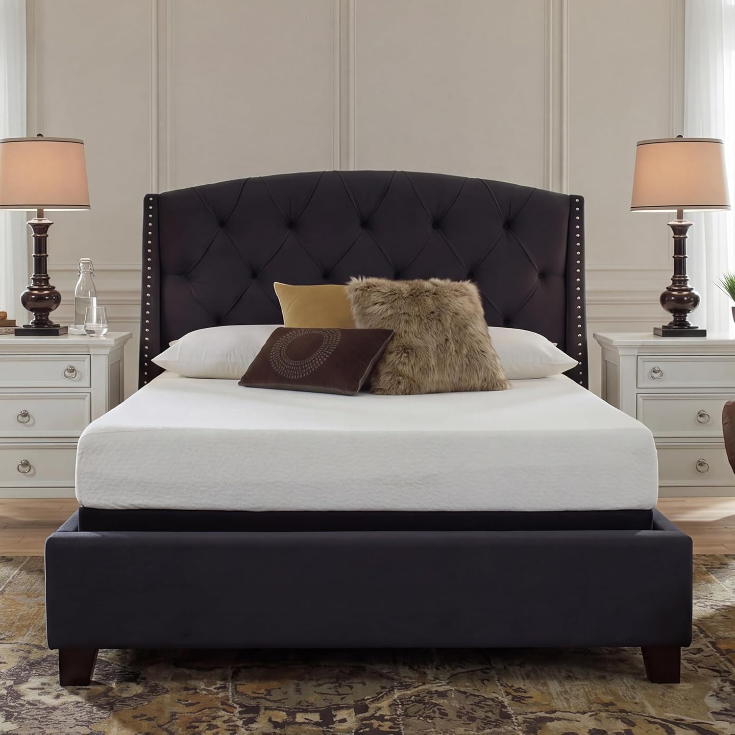 Signature Design by Ashley Queen Size Chime 8 Inch Medium Firm Gel Memory Foam Mattress with Green Tea & Charcoal Extract, Fiberglass-Free, Mattress In A Box