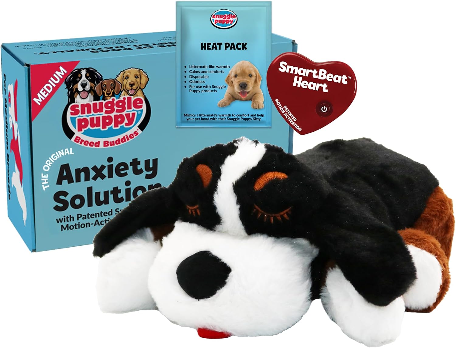 Snuggle Puppy Original Heartbeat Puppy Toy with Real-Feel Pulse & Heat Pack, Calming Sleep Aid for Puppy Anxiety, Crate Training, First Nights & New Puppy Transition - Biscuit