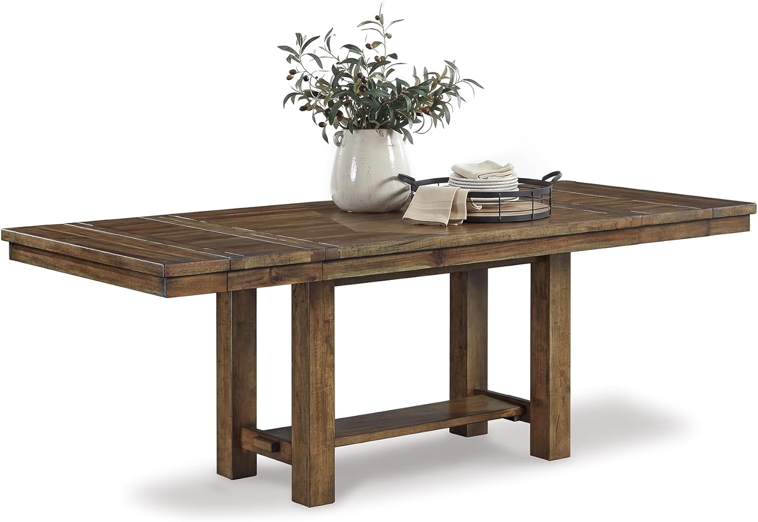 Signature Design by Ashley Moriville Rectangular Dining Extension Table, 2 Extension Leaves, Seats 8, 36" W x 86" D x 30.13" H, Wood & Acacia Veneer, Brown