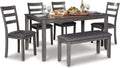Signature Design by Ashley Bridson Dining Table Set For 6 With Bench, Wood 6‑Piece Kitchen Table And Chairs With Upholstered Seats, Transitional Charcoal Gray Dining Room Collection For Family Meals