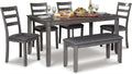 Signature Design by Ashley Bridson Dining Table Set For 6 With Bench, Wood 6‑Piece Kitchen Table And Chairs With Upholstered Seats, Transitional Charcoal Gray Dining Room Collection For Family Meals