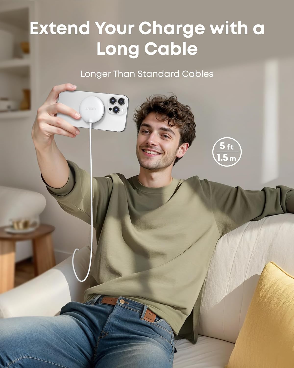 Anker Zolo Magnetic Wireless Charger, Qi2 Certified 15W MagSafe-Compatible Wireless Charging Pad, for iPhone 17/16/15/14/13/12 Series, AirPods, and More (1 Pack, Not for Pixel, Adapter Not Included)