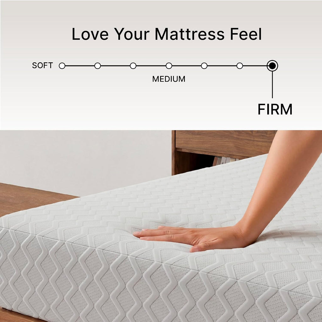 Signature Design by Ashley Queen Size Chime 10 Inch Medium Firm Memory Foam Mattress with Green Tea & Charcoal Gel for Pressure Relief, Fiberglass Free, Mattress In A Box