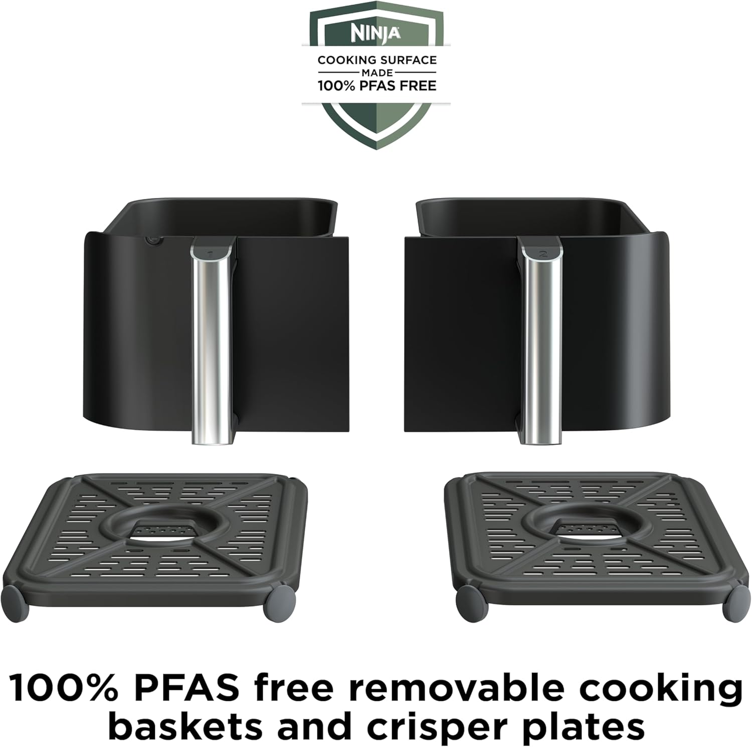 Ninja DZ550 Foodi 10 Quart 6-in-1 DualZone Smart XL Air Fryer with 2 Independent Baskets, Smart Cook Thermometer for Perfect Doneness, Match Cook and Smart Finish to Roast, Dehydrate and More, Black