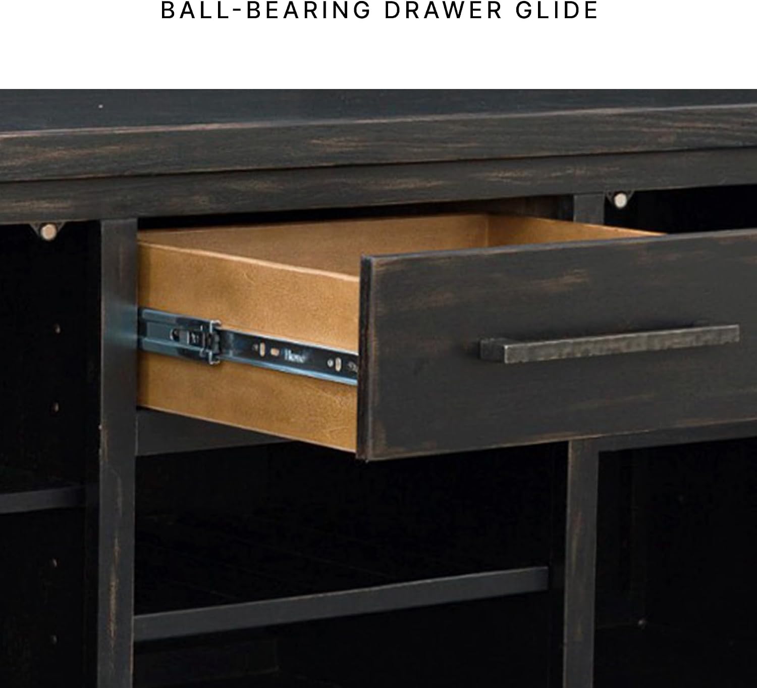 Signature Design by Ashley Galliden Urban 2-Door Dining Server with Reversible Wine Rack Shelf, Adjustable Shelves and Felt-Lined Drawer, Black & Light Brown