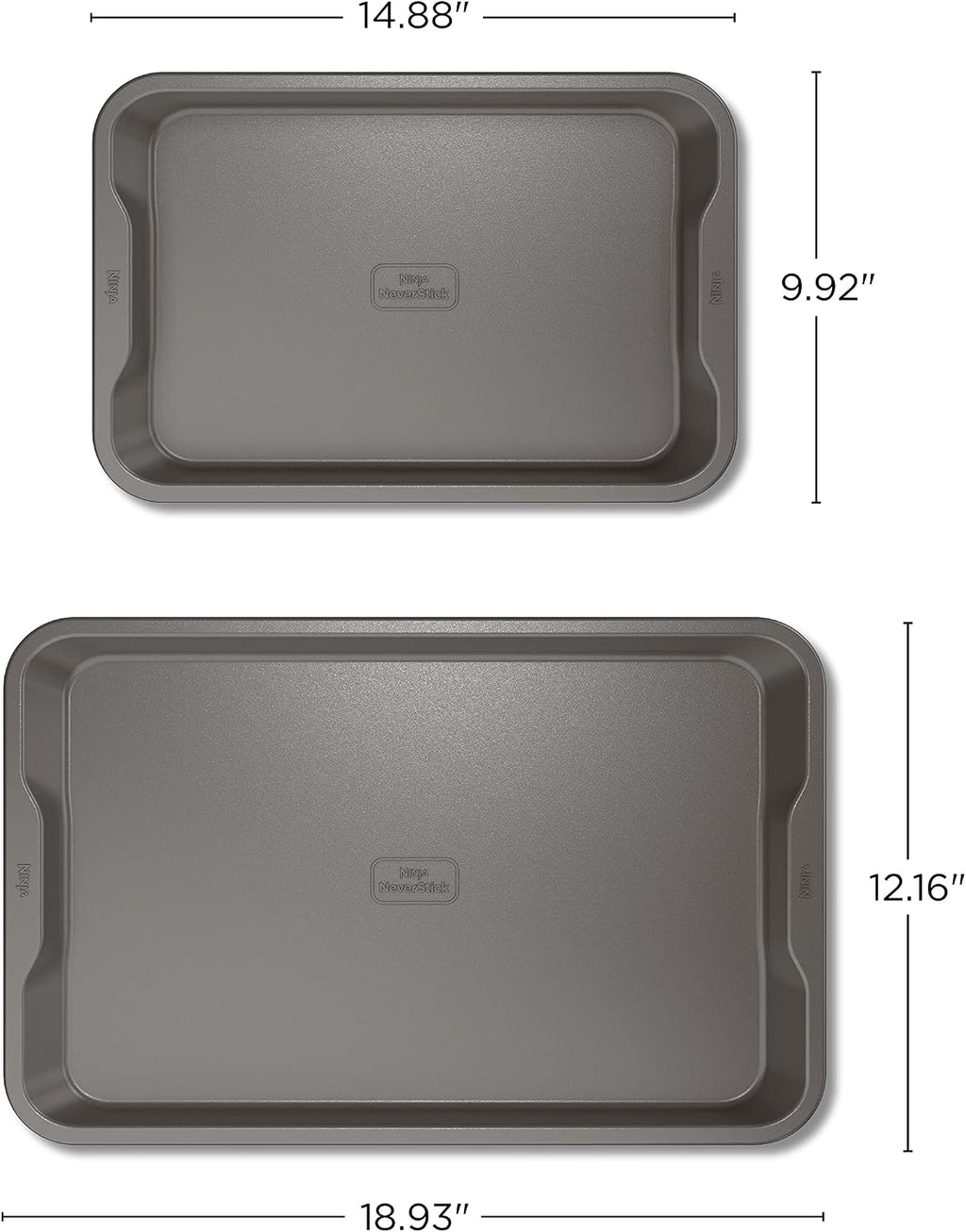 Ninja B32002 Foodi NeverStick Premium 2-Piece Baking Sheet Set, Nonstick, Oven Safe up to 500⁰F, with 9 x 13 inch Sheet & 11 x 17 inch Sheet, Dishwasher Safe, Grey