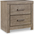 Signature Design by Ashley Culverbach Modern 2 Drawer Nightstand with 2 USB Charging Stations, 24.37" Tall, Weathered Gray