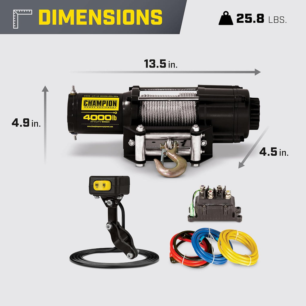 Champion Power Equipment 4000-lb. ATV/UTV Winch Kit with Mini-Rocker