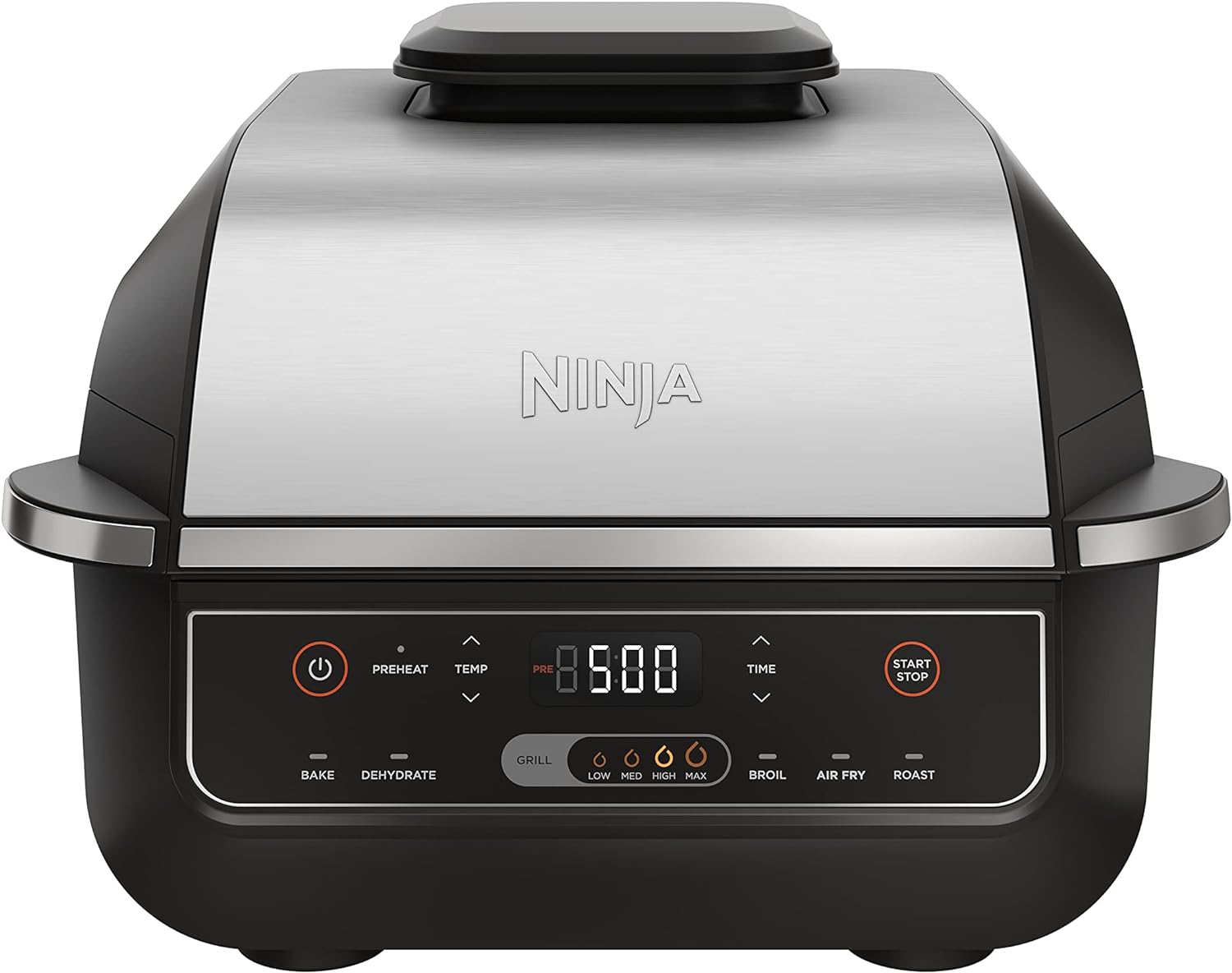 Ninja (Refurbished) EG201 Foodi 6-in-1 Indoor Grill with Air Fry, Roast, Bake, Broil, & Dehydrate, 2nd Generation, Black/Silver (Renewed)