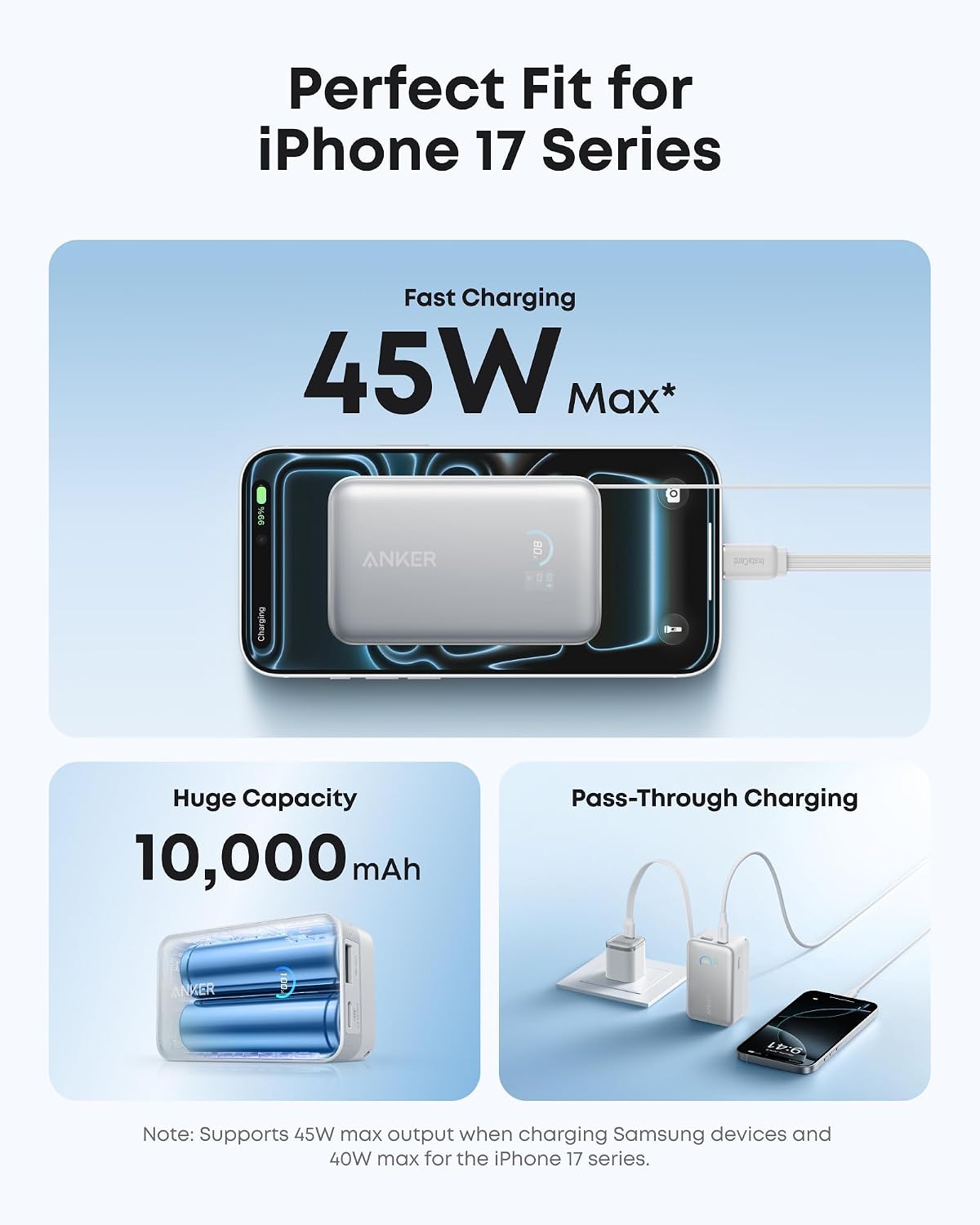 Anker Nano Power Bank, 45W 10,000mAh Portable Charger, iPhone Battery Pack | Built-In Retractable USB-C Cable, for iPhone 17 / 16 Series, iPad, Galaxy, Pixel, and More, Compact Travel Design
