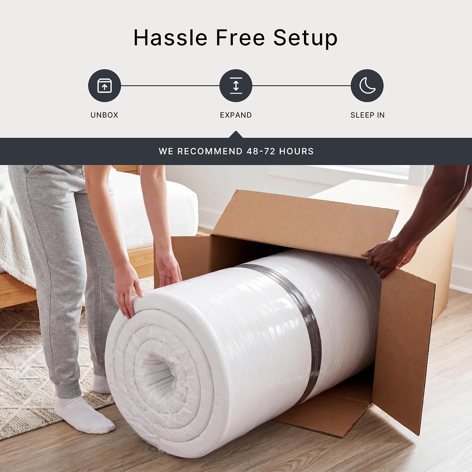 Signature Design by Ashley Queen Size Chime 8 Inch Medium Firm Gel Memory Foam Mattress with Green Tea & Charcoal Extract, Fiberglass-Free, Mattress In A Box