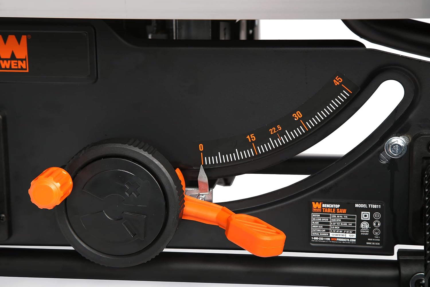 WEN TT0811 11-Amp 8.25-Inch Compact Benchtop Jobsite Table Saw, Black