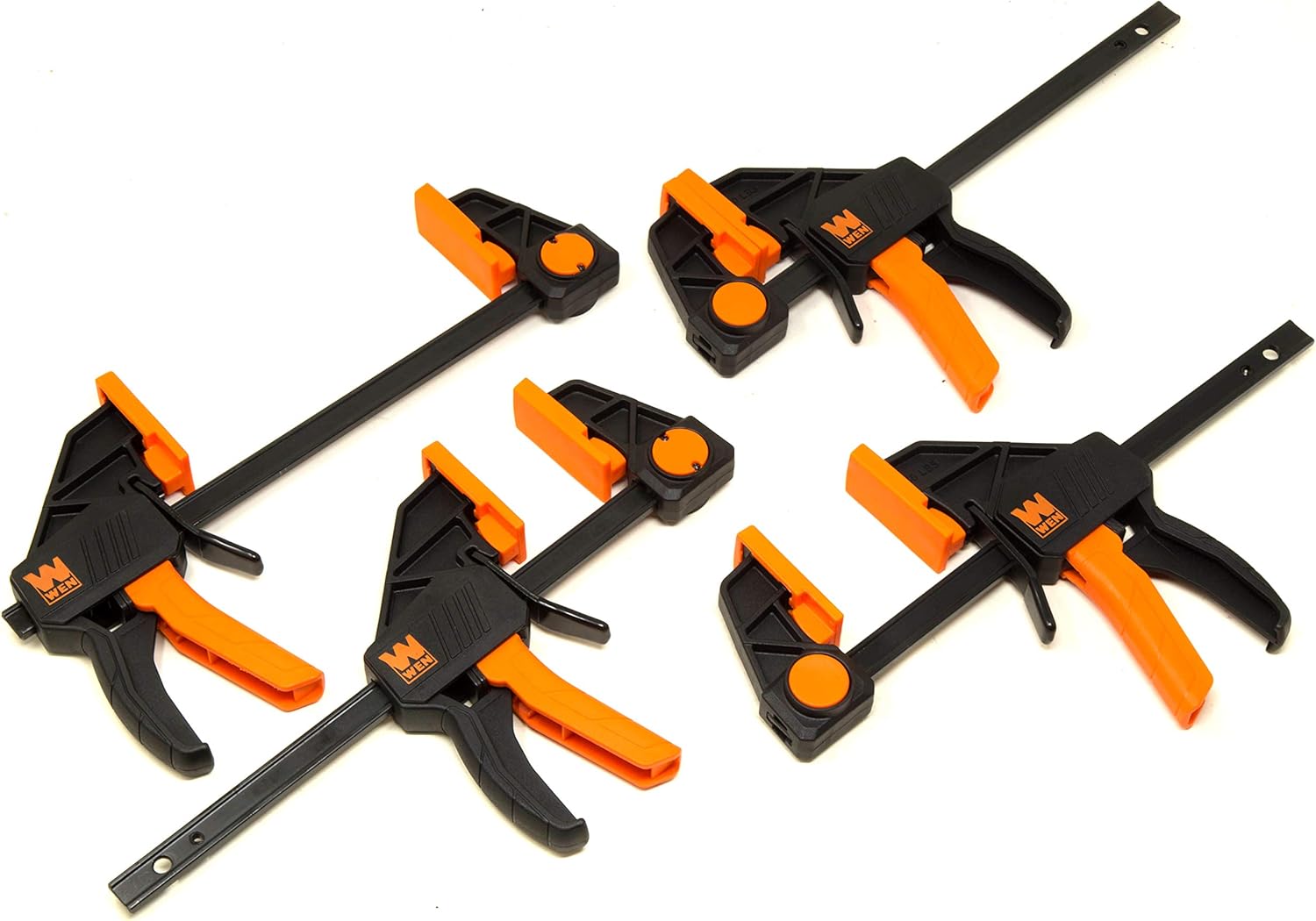 WEN CLR062 6-Inch Heavy Duty Steel Bar Clamps and Spreaders with 2.3-Inch Throat, Four Pack