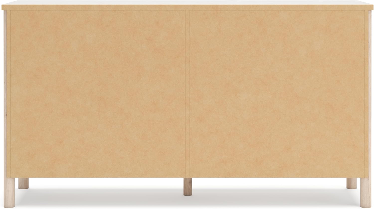 Signature Design by Ashley Cadmori Casual Bohemian Dresser with Post Legs and 6 Drawers, Replicated Marble Top, Wood, 35" High, White and Light Brown Finish