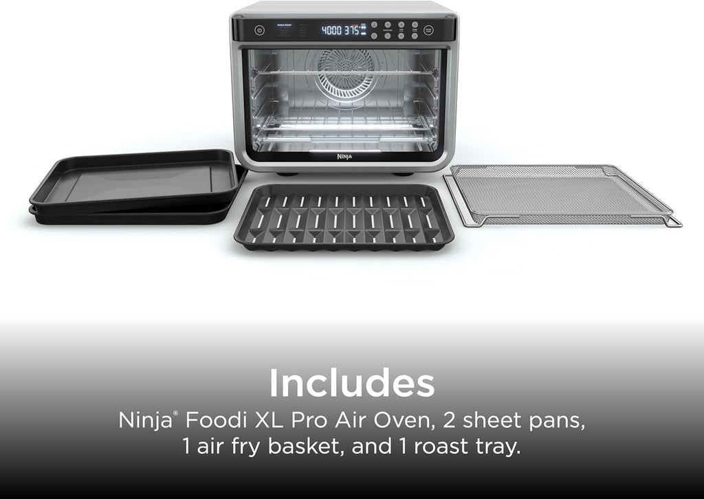 Ninja Air Fryer & Toaster Oven Combo | 10-in-1 Foodi XL Pro Air Fry Countertop Oven | Fit a 5-lb Chicken & Sheet Pan of Vegetables | Bake, Dehydrate, Toast & More |1800 Watts | Stainless Steel | DT201