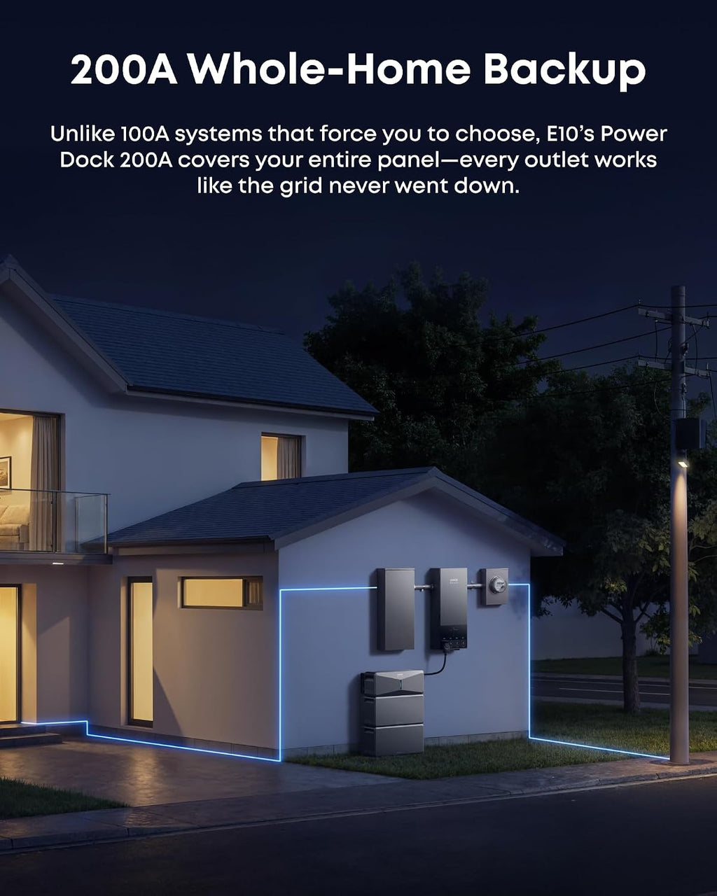 Anker SOLIX E10, Power Dock and Extra Battery, 12kWh Expandable to 90kWh, 10kW Turbo Output, 200A Whole-Home Automatic Backup, Reduce Bills, NEMA 4 & 3R, Up to 12-Month 0% APR