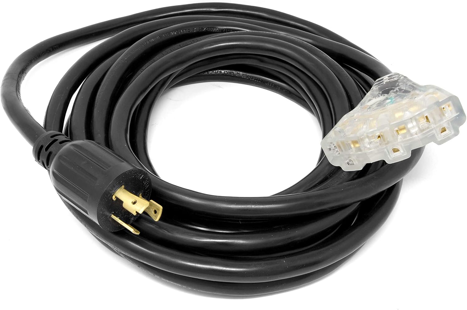 WEN PC2513 25 ft. 30-Amp 10-Gauge SJTW Fan-Style 10/3 Generator Extension Cord (converts L5-30R to Three 5-20R outlets), Black