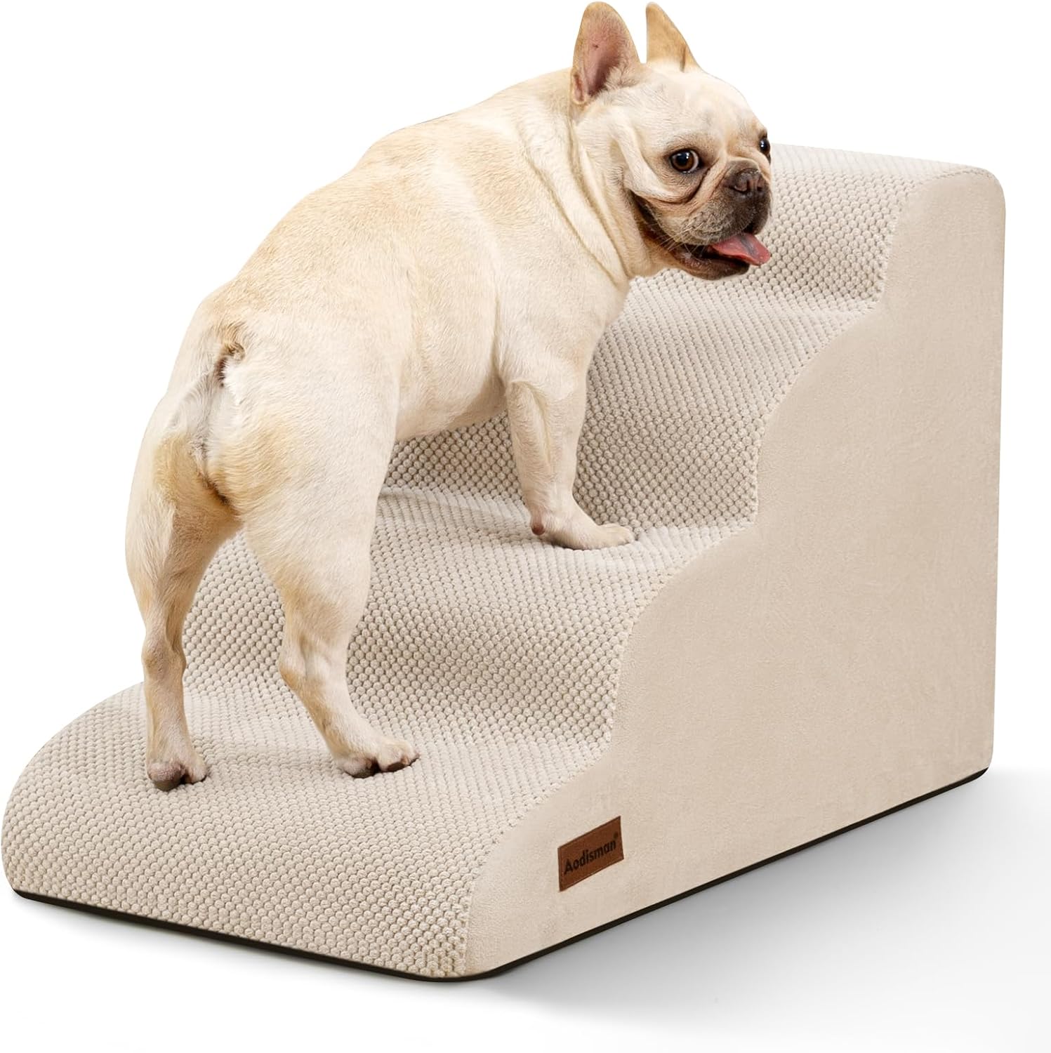 Aodisman Dog Stairs for Small Dogs,3 Step Dog Ramp for Couch and Bed,Pet Stairs with Non-Slip Bottom for Old Cats,Indoor Pet Steps,Comfort,Durable,15.4" H