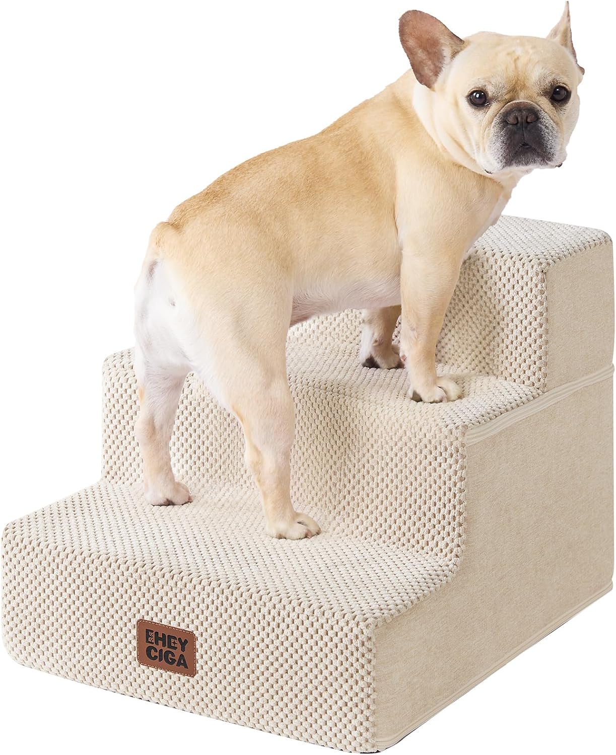 EHEYCIGA Dog Stairs for Bed 18" H, 4-Step Dog Steps for High Bed, Pet Steps for Small Dogs and Cats, Non-Slip Balanced Pet Ramp Indoor, Grey