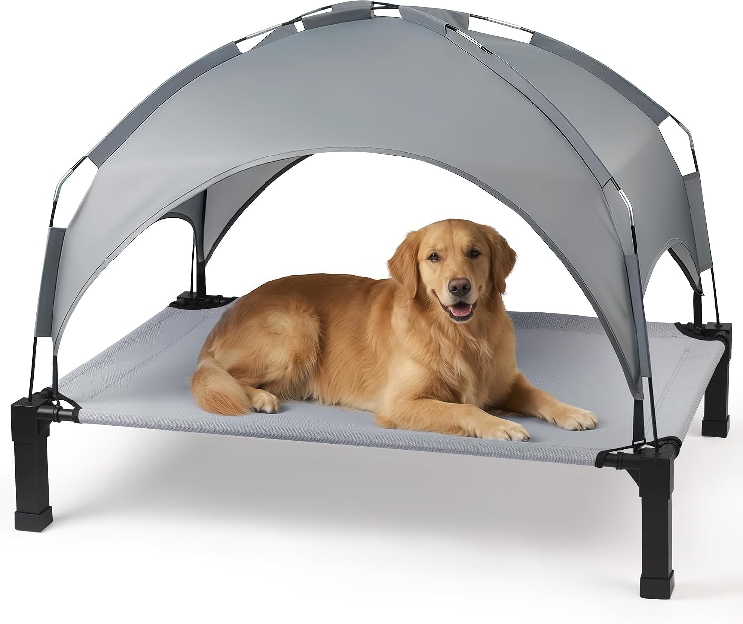 Heeyoo Elevated Dog Bed with Removable Canopy, Portable Dog Cot with Sun Protection Shade Tent, Raised Pet Cooling Cot Bed for Dogs, 42in