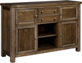 Signature Design by Ashley Moriville Vintage Casual Dining Room Buffet or Server with 4 Cabinets & Center Display Shelf, 2 Drawers, Wood, 56" Wide, Brown
