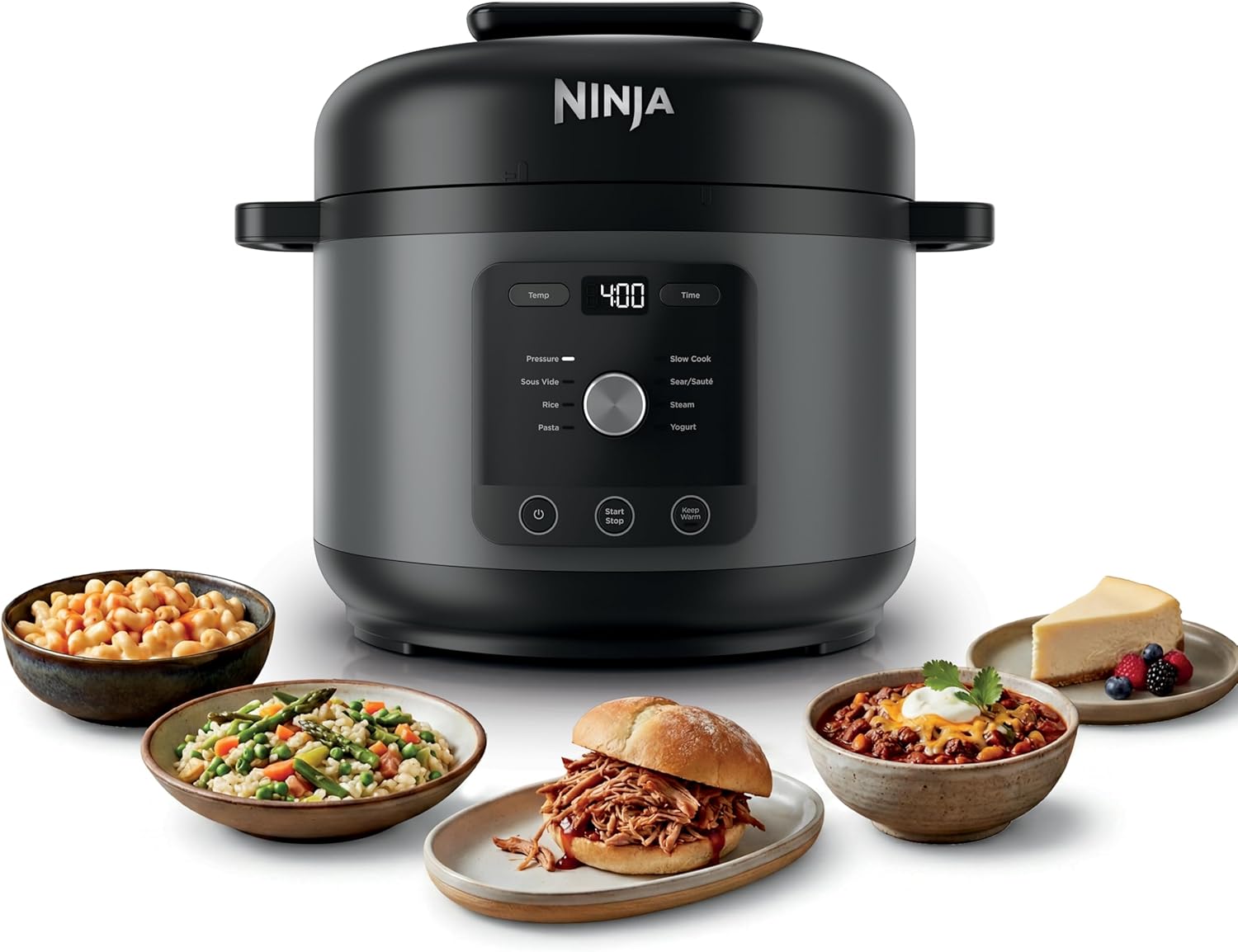 Ninja HyperHeat 9-in-1 Electric Pressure Cooker | 6.5 Qt Multi Cooker with Sear/Sauté, Slow Cooker, Rice Cooker, Sous Vide | 1200W | Fast Cooking, PFAS-Free Pot | Dark Gray | PC201GY