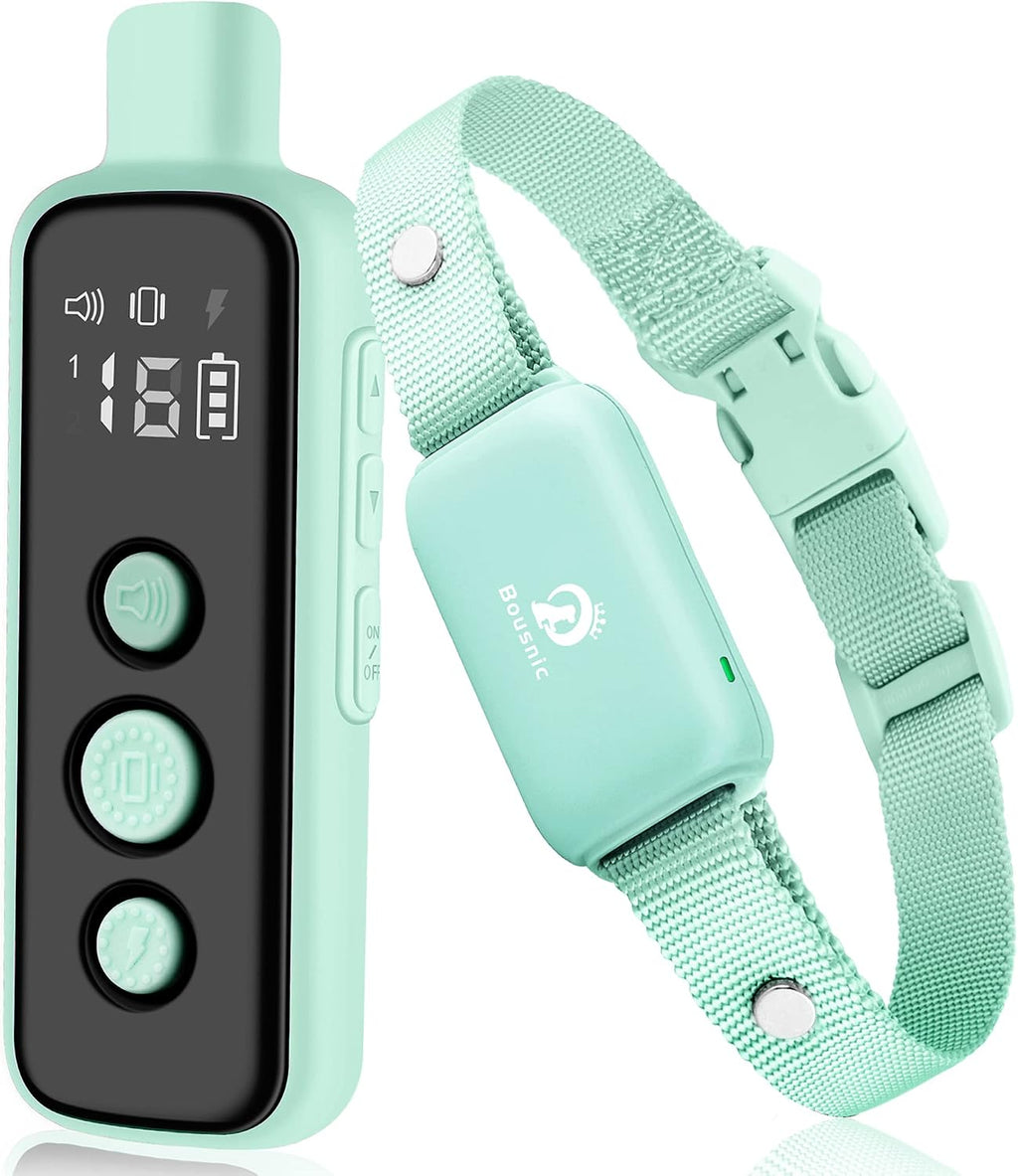 Bousnic Shock Collar for Dogs - Waterproof Rechargeable Dog Electric Training Collar with Remote for Small Medium Large Dogs with Beep, Vibration, Safe Shock Modes (8-120 Lbs) (Grey)