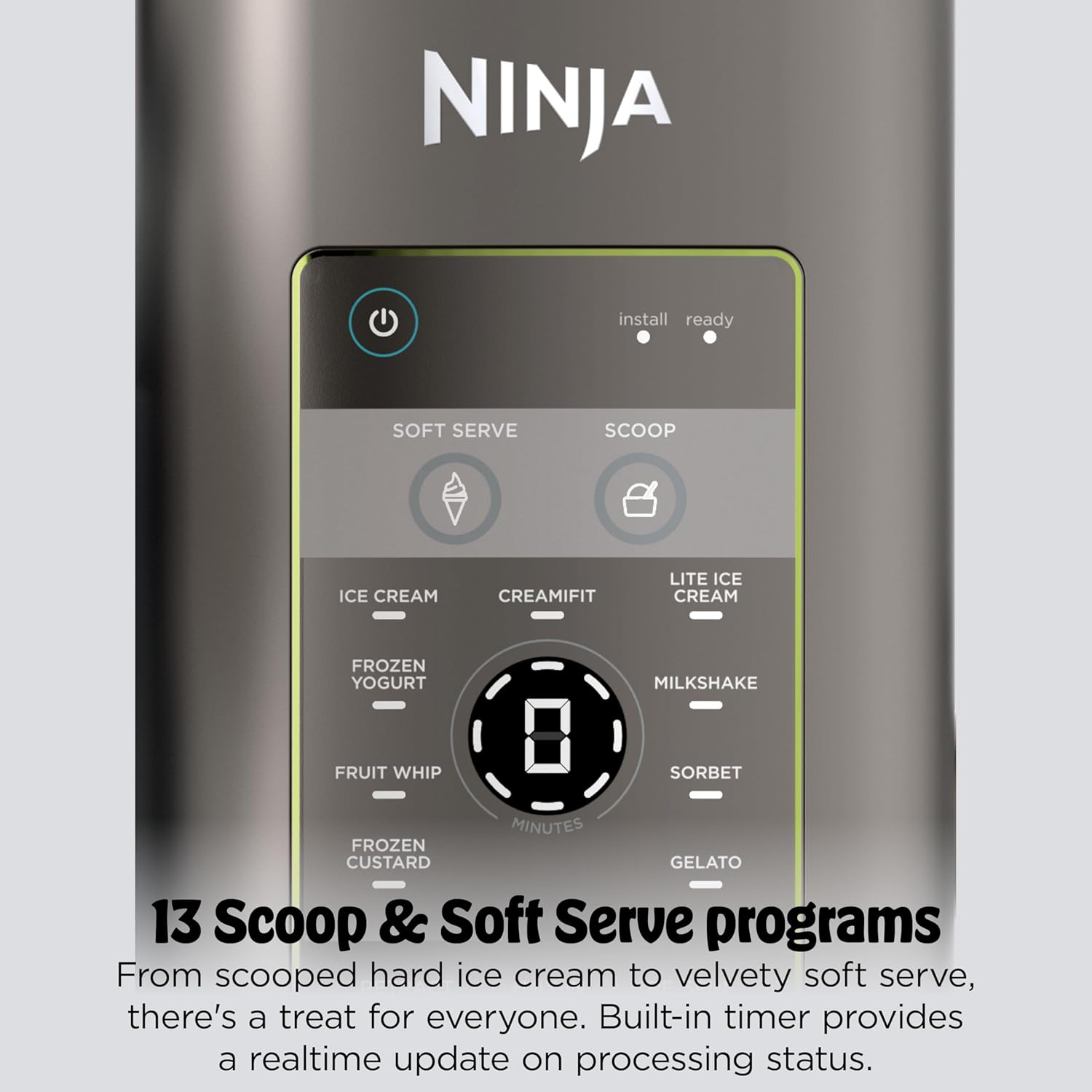 Ninja CREAMi Scoop & Swirl Ice Cream Maker, Soft Serve Desserts, Sorbet, Milkshakes, Frozen Yogurt and More, 13-in-1 Programs, Includes Handle and Two 16 oz 2-in-1 Pints, Blue, NC701ND