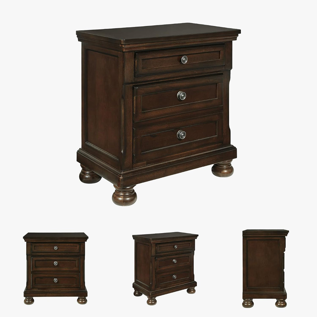 Signature Design by Ashley Porter Classic 2 Drawer Nightstand with Dovetail and Ball-bearing Construction, 29.88" Tall, Dark Brown