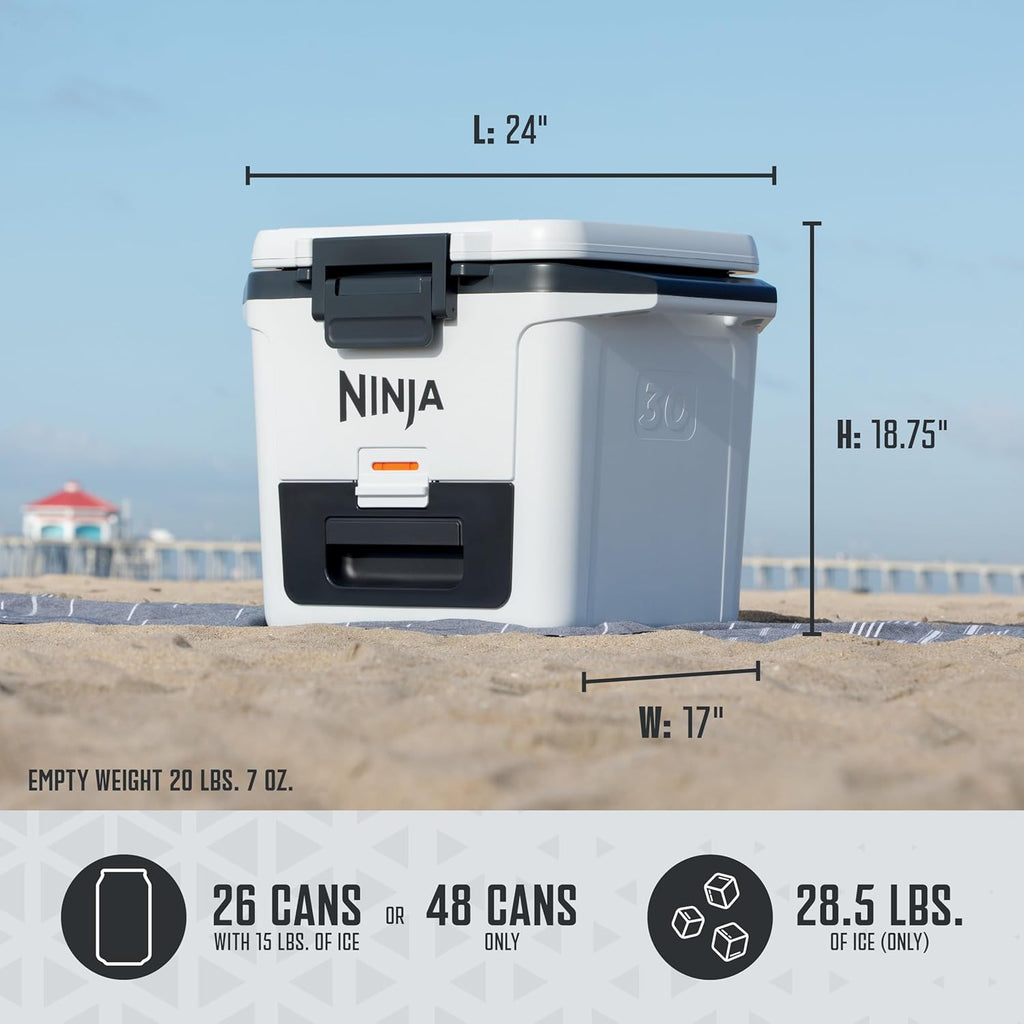 Ninja FrostVault 30qt Hard Cooler with Dry Zone | Integrated Fridge-Temp Dry Storage Drawer | Premium Heavy-Duty Insulated Cooler | Keeps Ice Cold for Days | True Red | FB131RD1