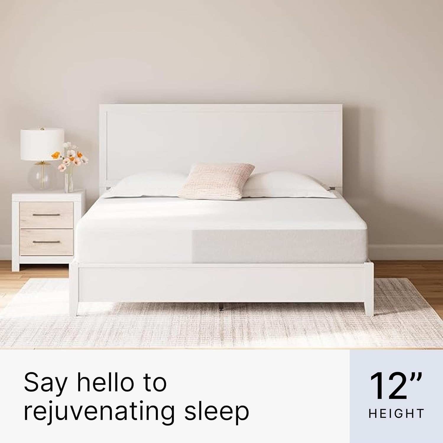 Signature Design by Ashley King Size Cool Max 12 Inch Medium Plush Cooling Gel Infused Memory Foam Mattress for Pressure Relief, Fiberglass-Free, Mattress in A Box