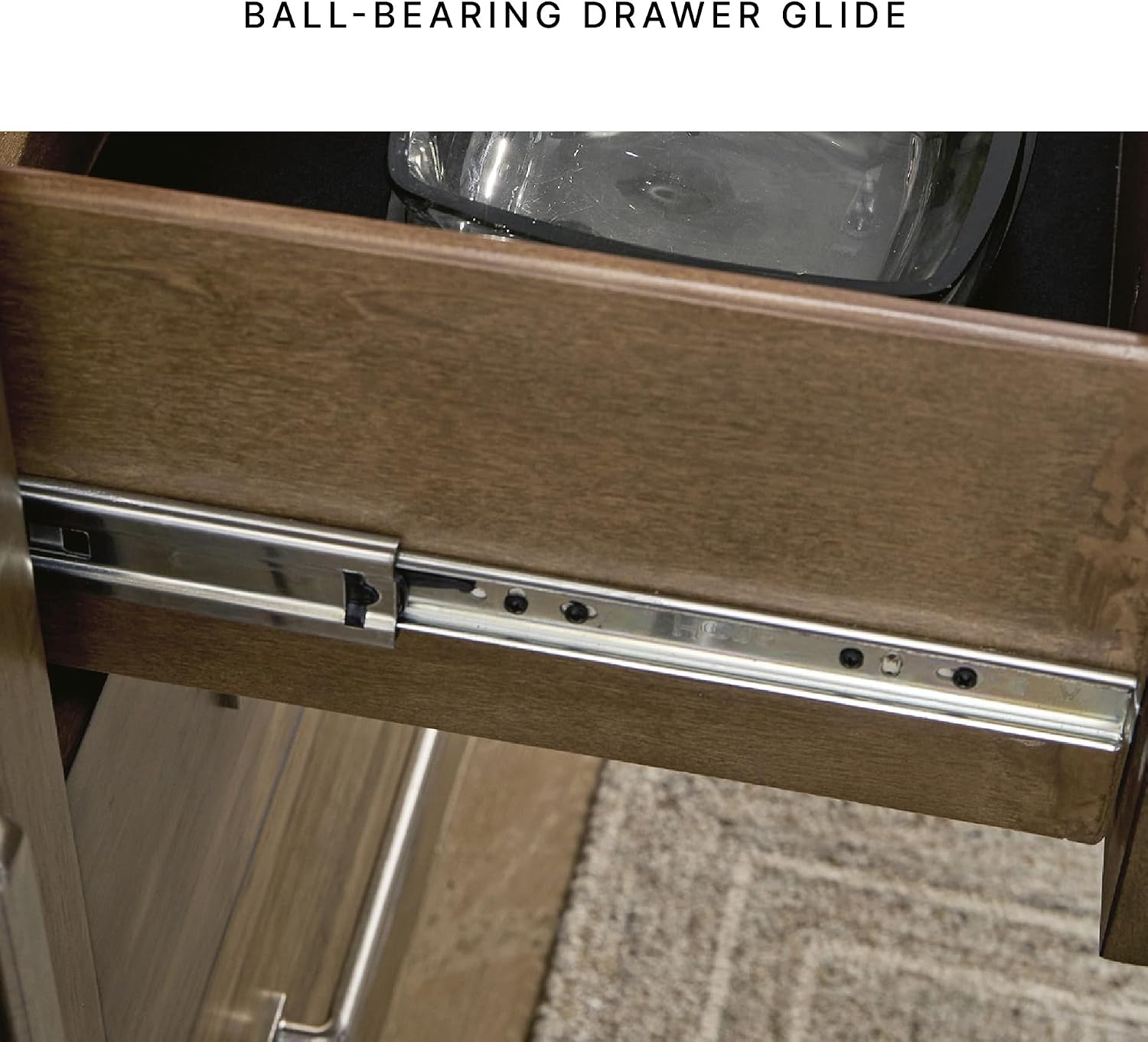 Signature Design by Ashley Cabalynn Farmhouse Glazed 2-Door Dining Server with Adjustable Shelves and 3 Drawers, Light Brown