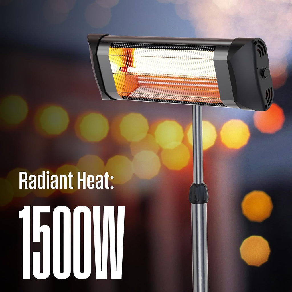 Westinghouse Outdoor Electric Patio Heater, Water Resistant, 44-73" Height Adjustable, Overheat Protection, Auto Shut Off Tip Over Switch, Pole Mounted Infrared Heater for Backyard, Deck, & More