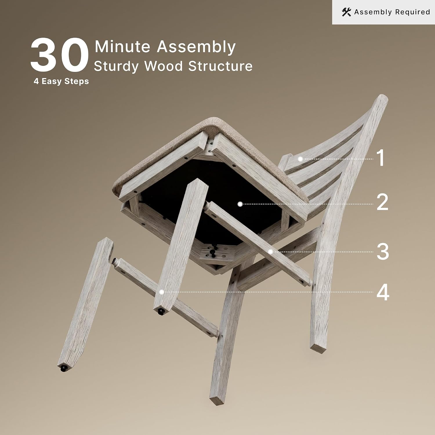 Signature Design by Ashley Skempton Modern Farmhouse Dining Room Chair, 2 Count, Ladderback Design, Wood, 17.75" W x 21.5" D x 38.63" H, White and Light Brown